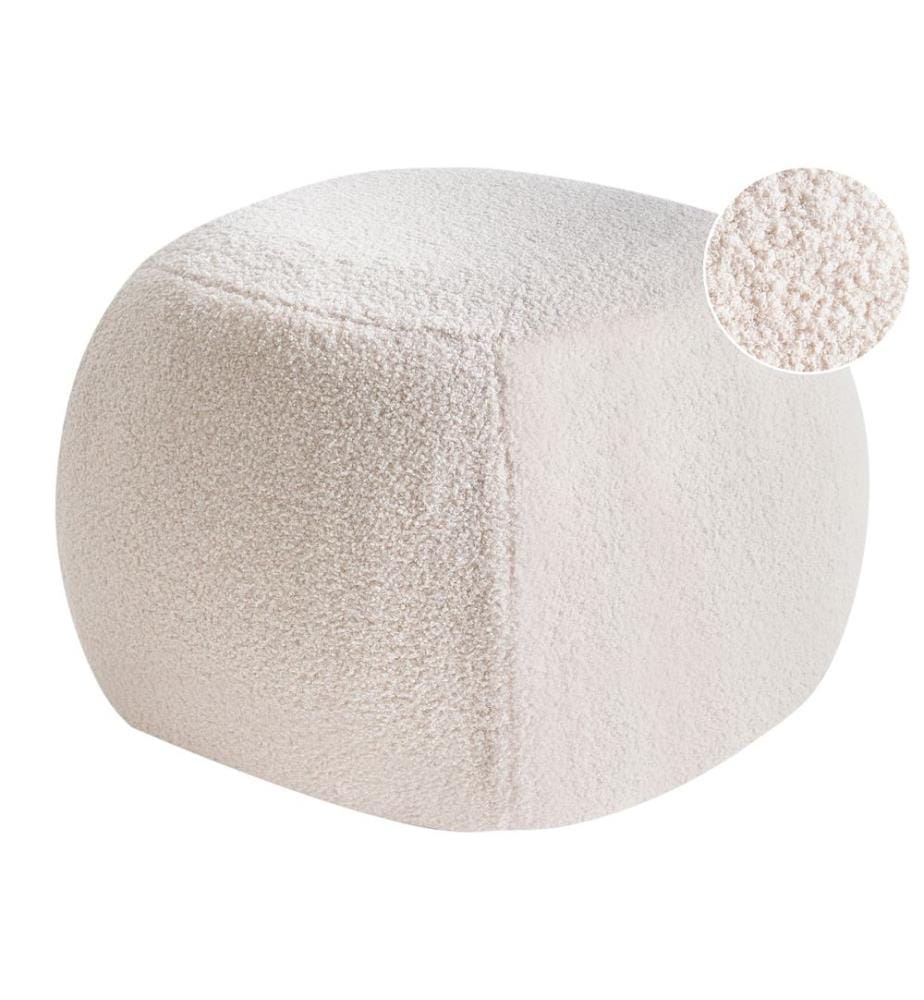 Pouf BARRON Bouclé Blanc cassé