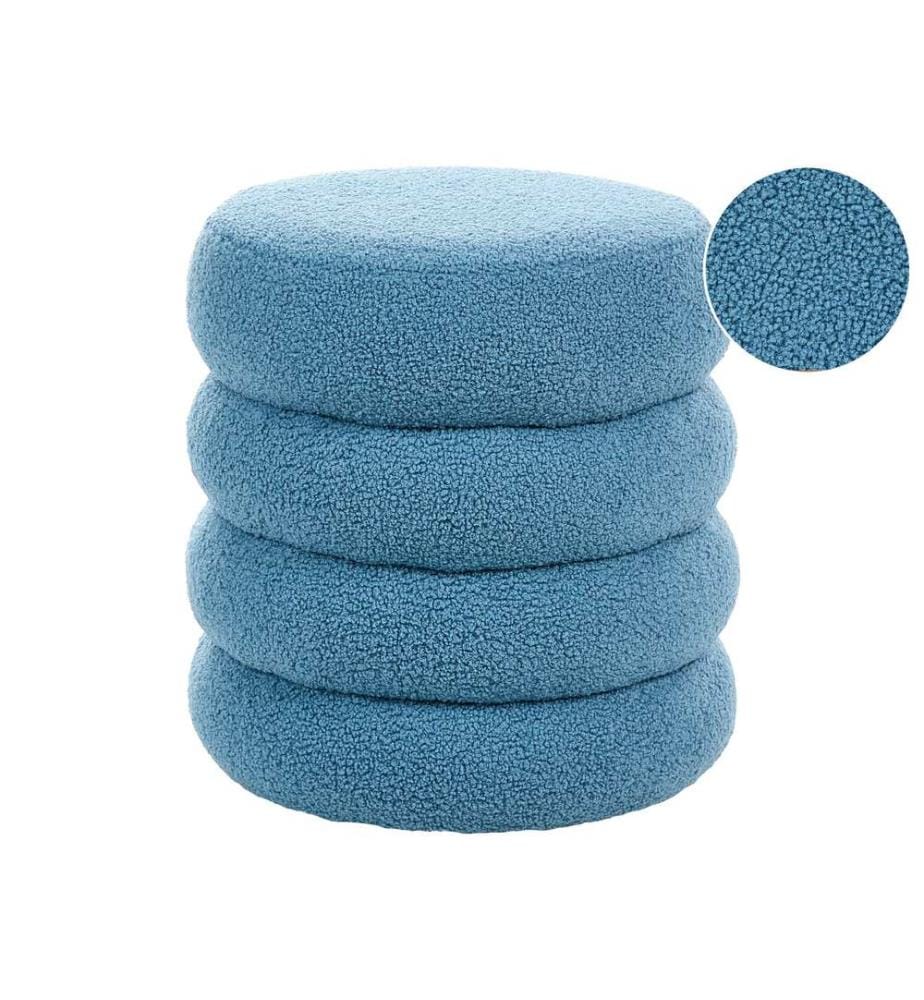 Pouf SUMPTER Bouclé Bleu