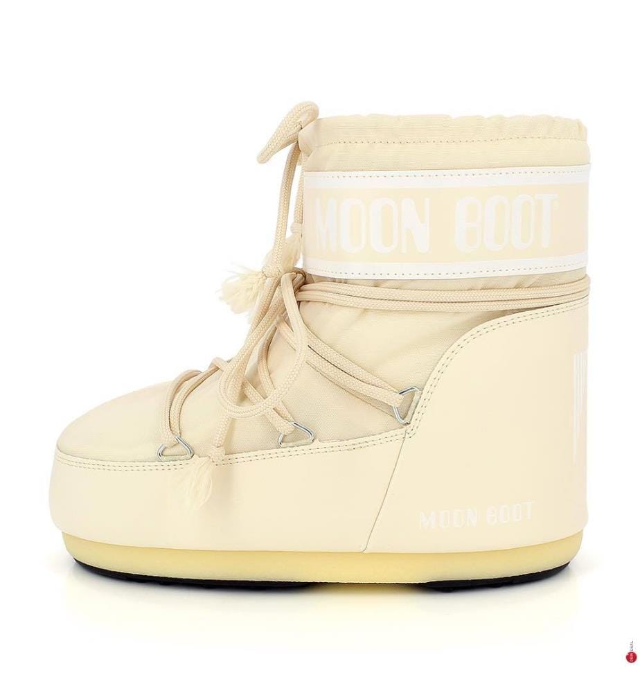 Bottes Après-Ski en Cuir Classic Low 2 - Blanc et Jaune Clair