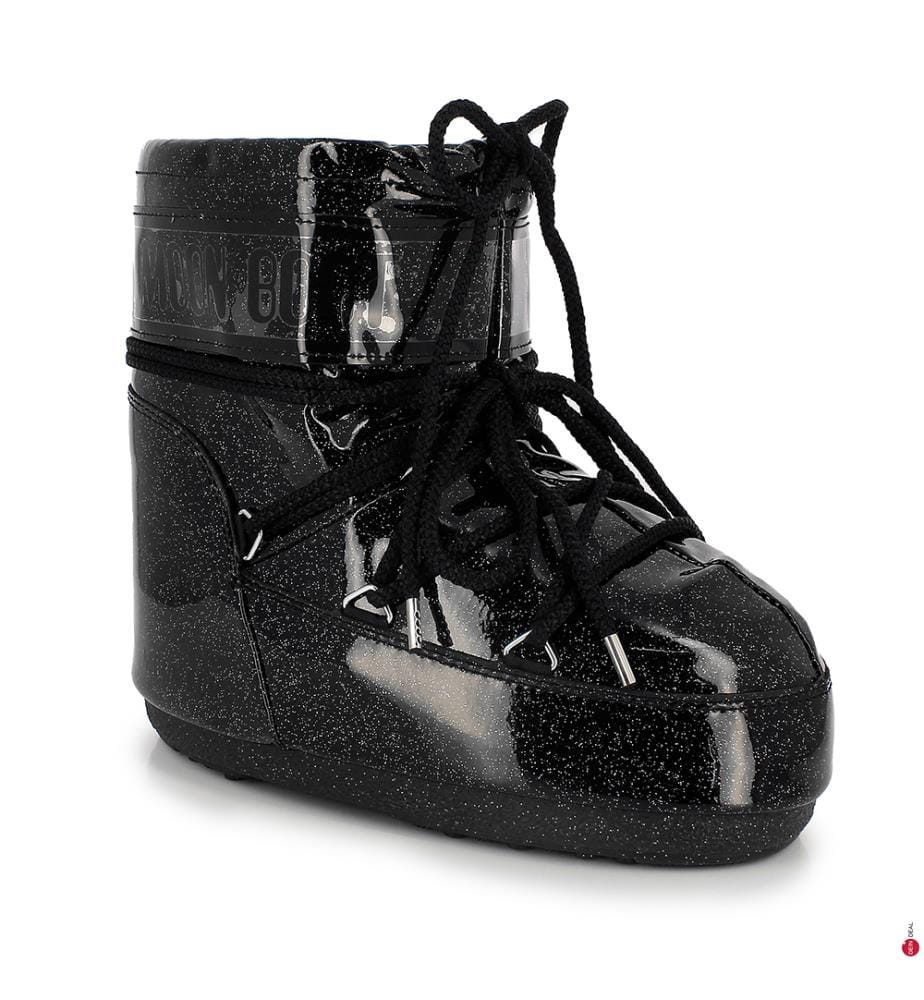 Niedrige Après-Ski-Stiefel mit Pailletten – Schwarz