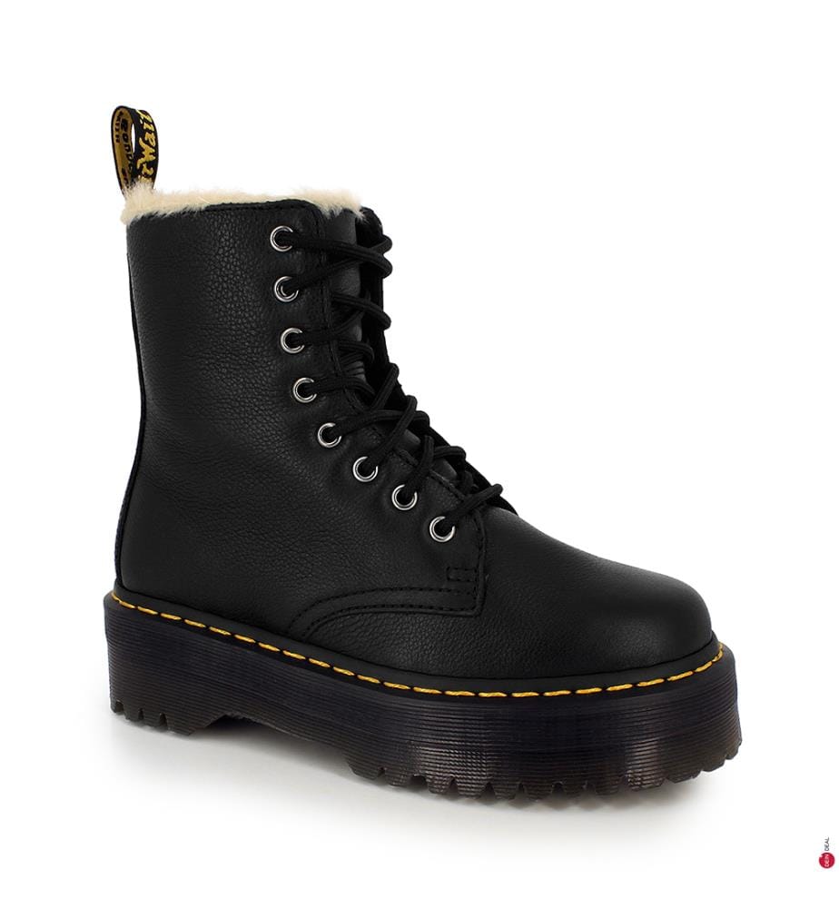 Leder-Plateau-Stiefel – Schwarz