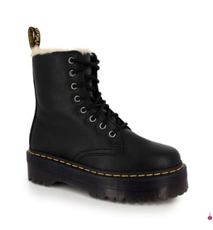Leder-Plateau-Stiefel – Schwarz