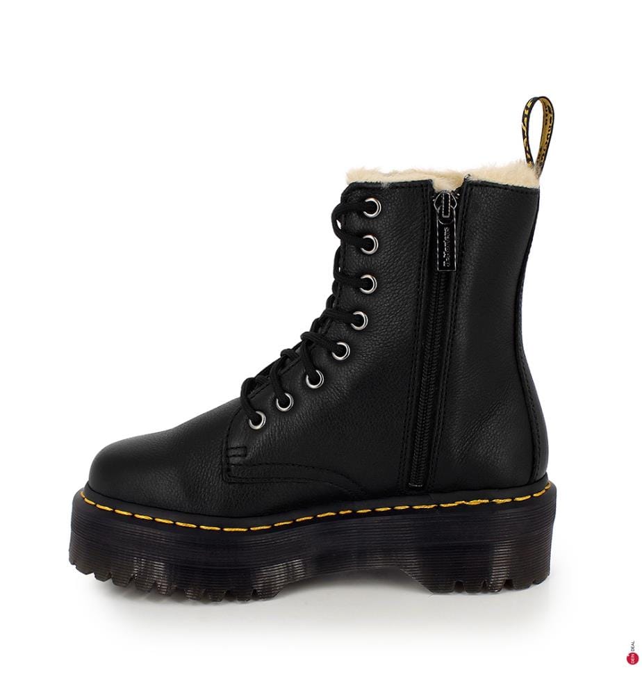 Leder-Plateau-Stiefel – Schwarz