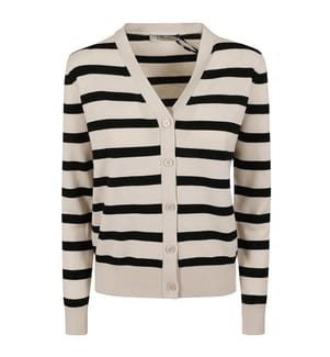 Gestreifte Strickjacke – Weiss