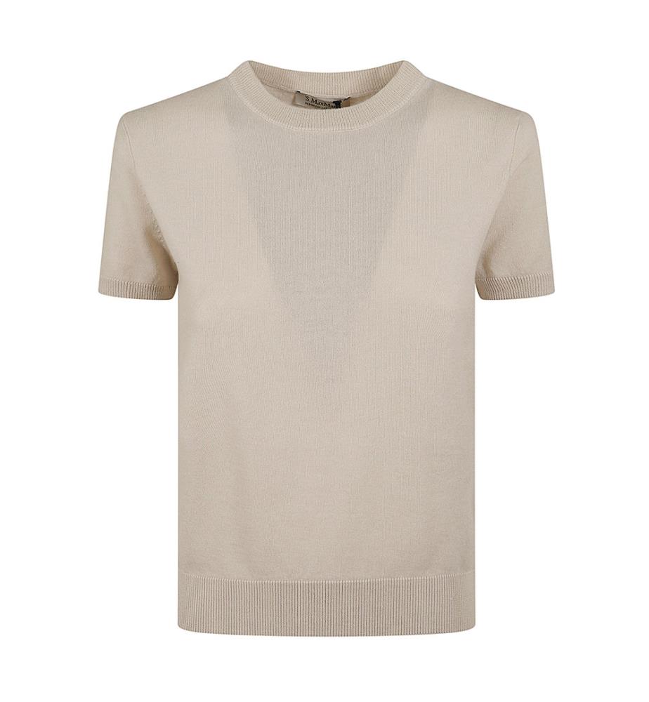 Gestreifter Pullover mit kurzen Ärmeln – Beige und Schwarz