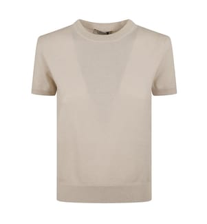 Gestreifter Pullover mit kurzen Ärmeln – Beige und Schwarz