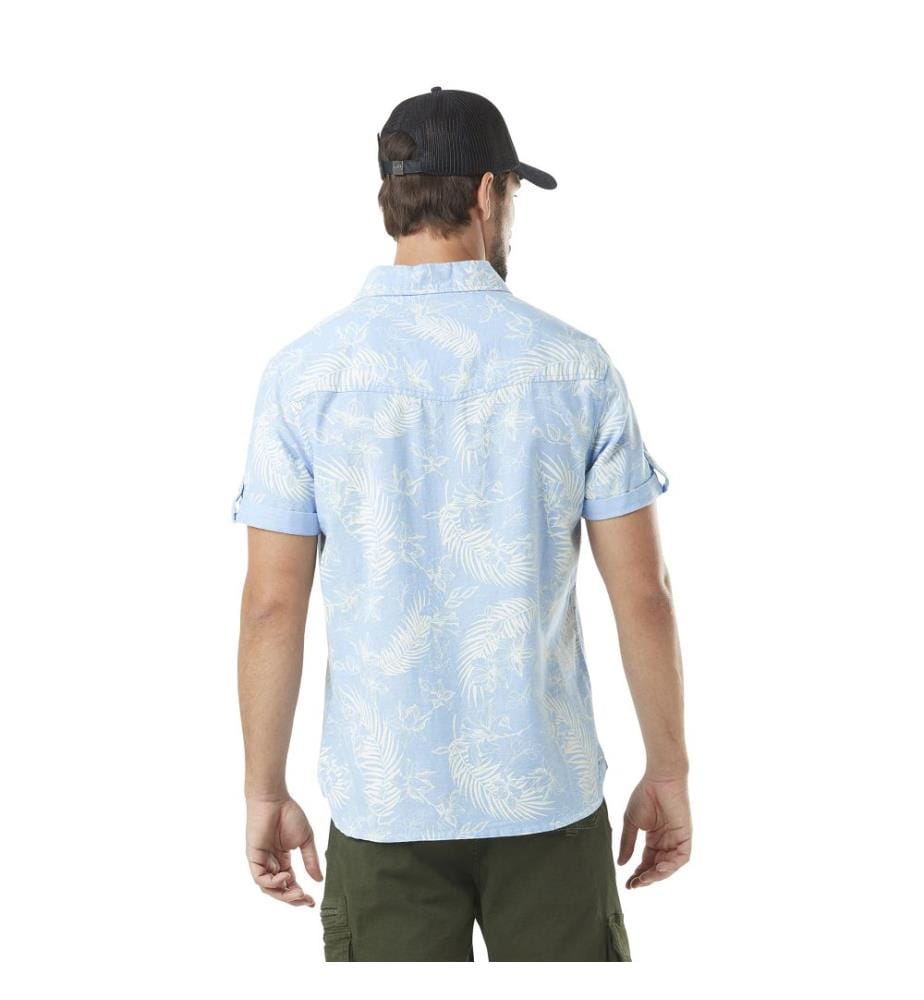 Hemd mit Blumenmuster - Blau und Weiss