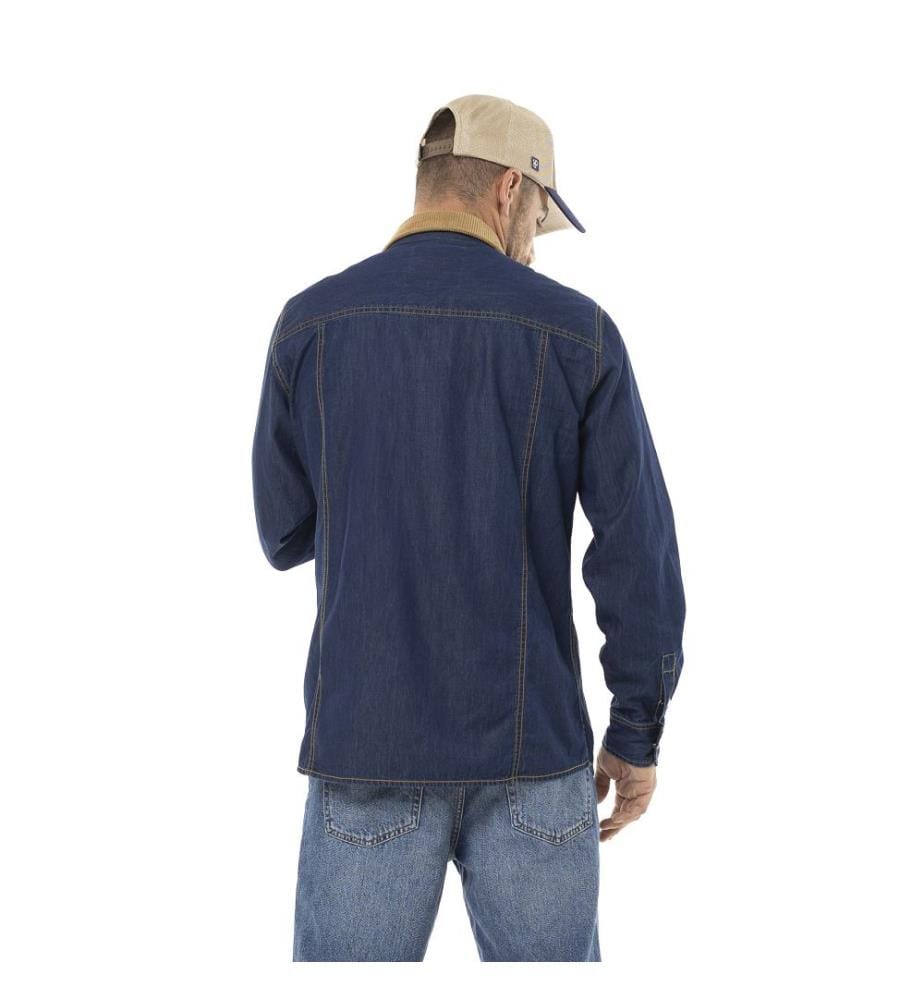 Chambray-Hemd - Dunkelblau und Beige