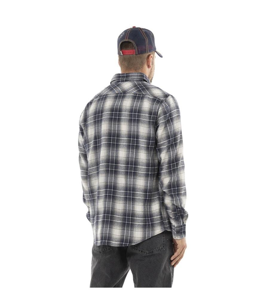 Camicia a quadri - Ecrù, blu e grigio scuro