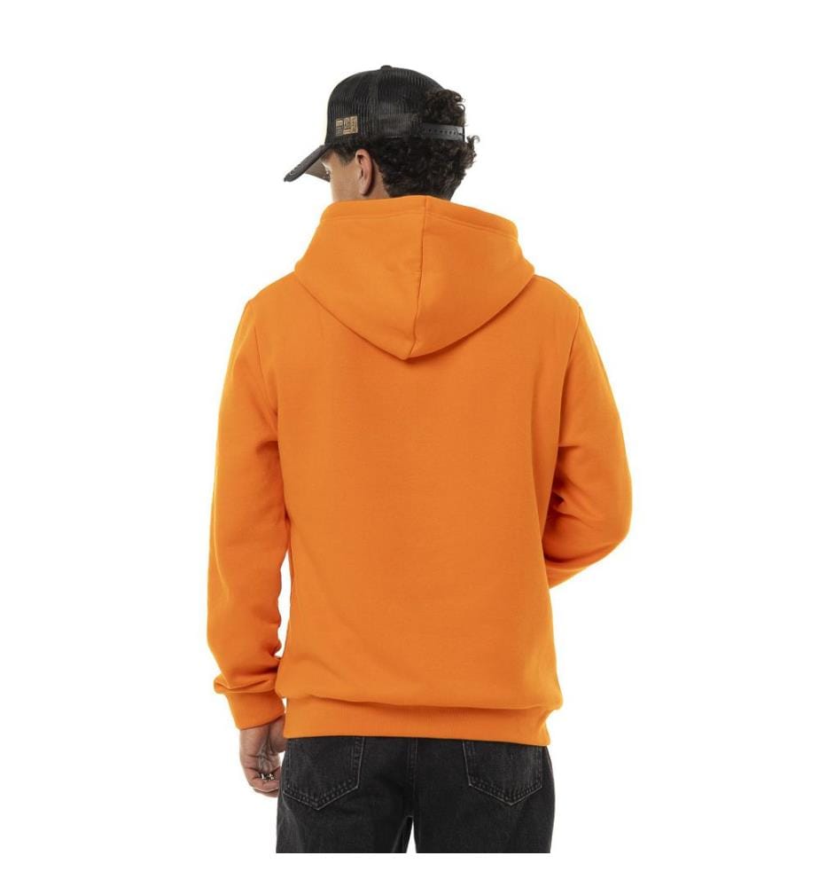 Hoodie en molleton avec print devant - Orange & Noir