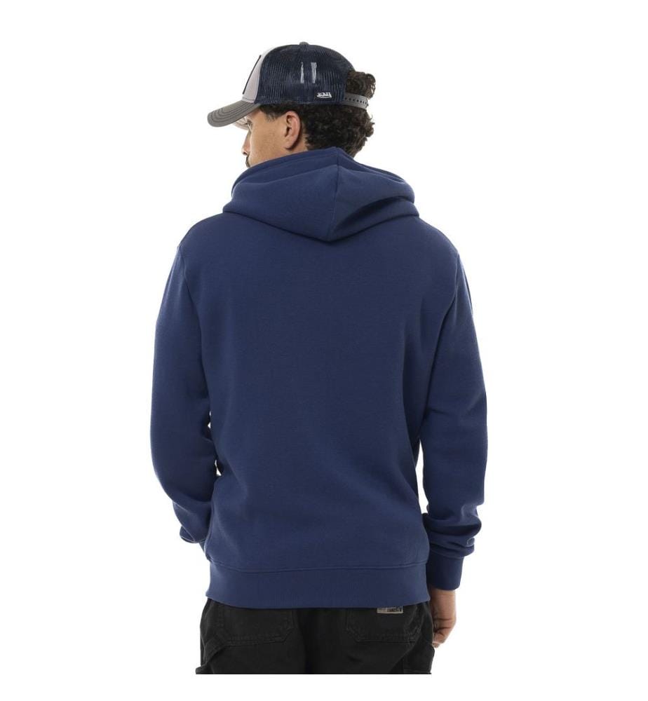 Fleece-Hoodie mit Reissverschluss und Kapuze mit Frontprint - Königsblau & Schwarz