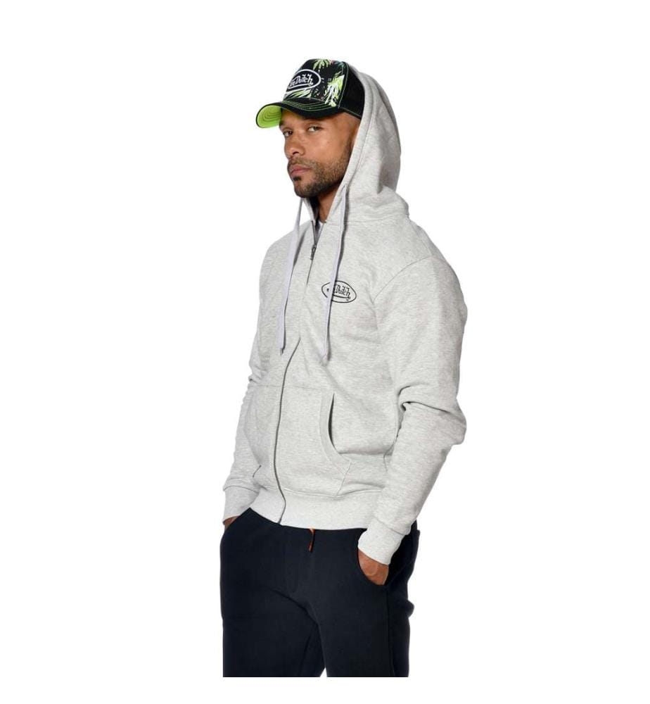 Sliman Hoodie mit bedrucktem Reissverschluss vorne - Grau meliert