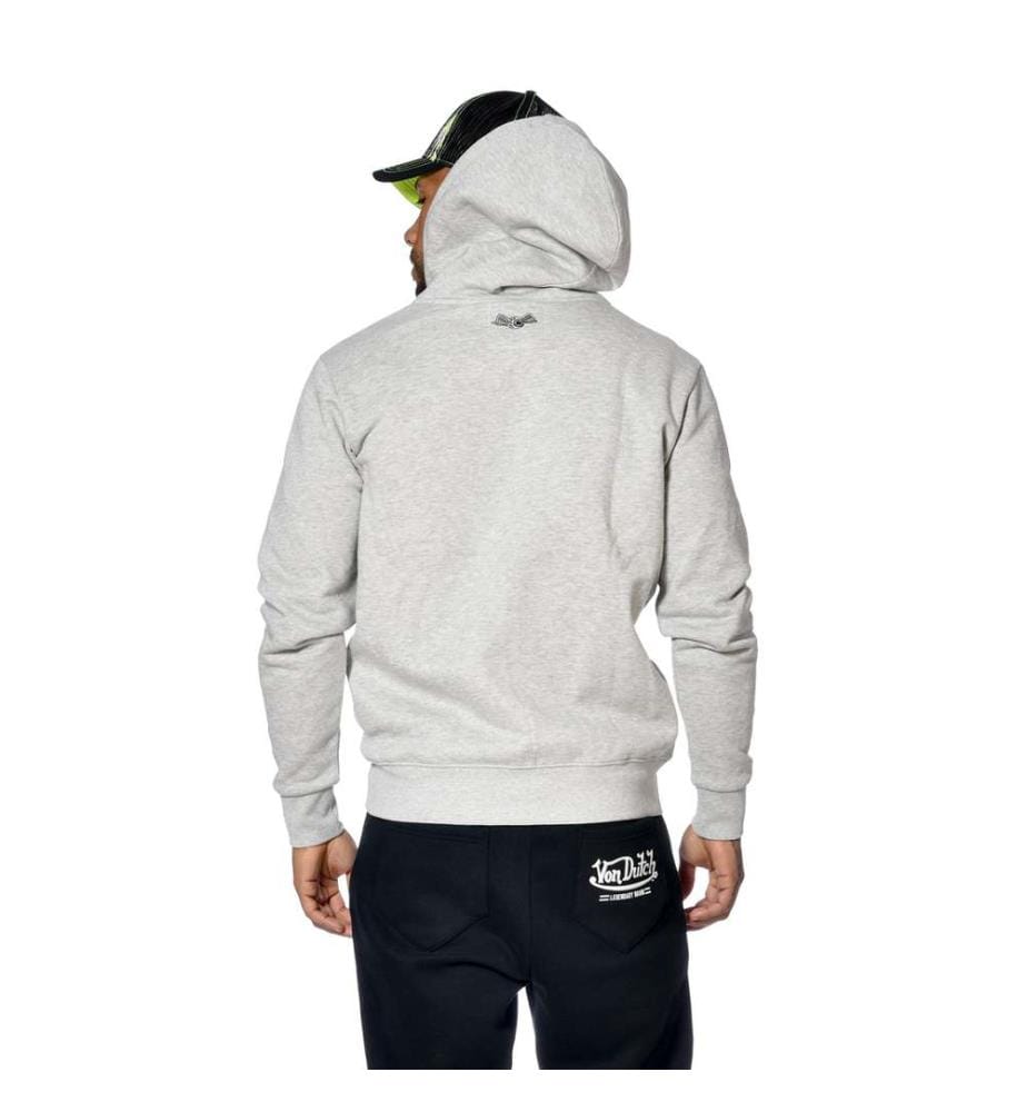 Sliman Hoodie mit bedrucktem Reissverschluss vorne - Grau meliert