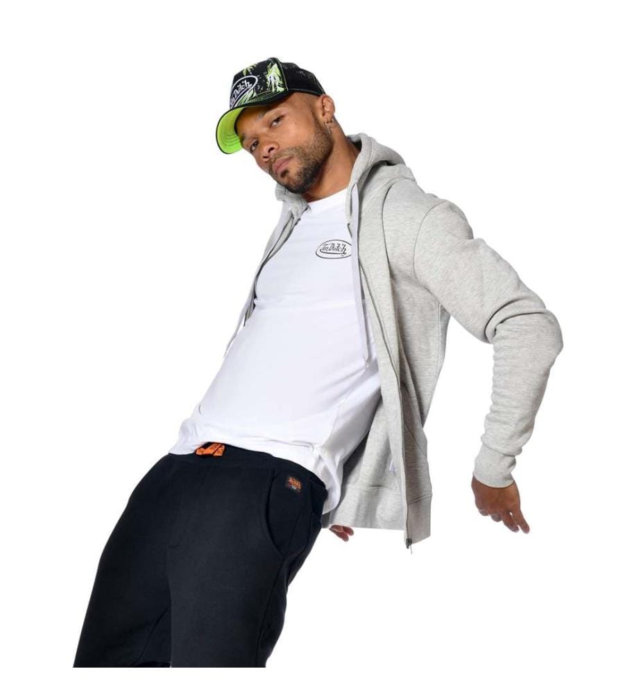 Sliman Hoodie mit bedrucktem Reissverschluss vorne - Grau meliert