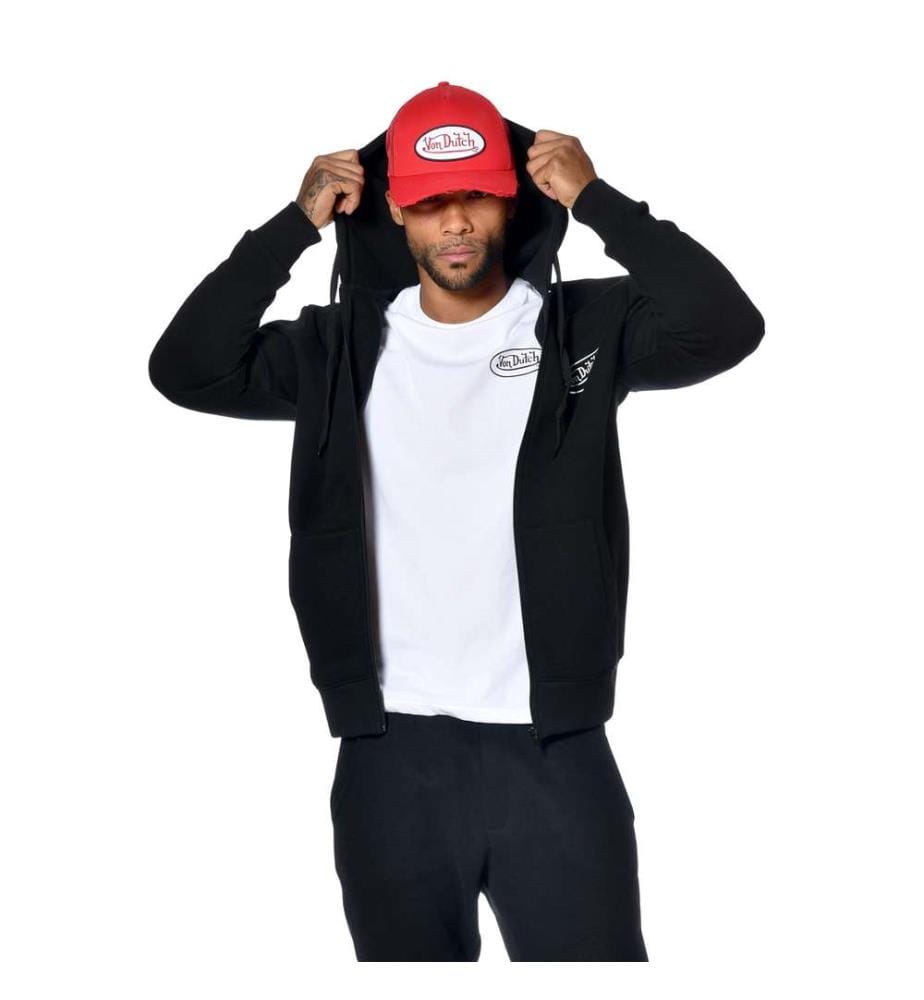 Sliman Hoodie mit bedrucktem Reissverschluss vorne - Schwarz