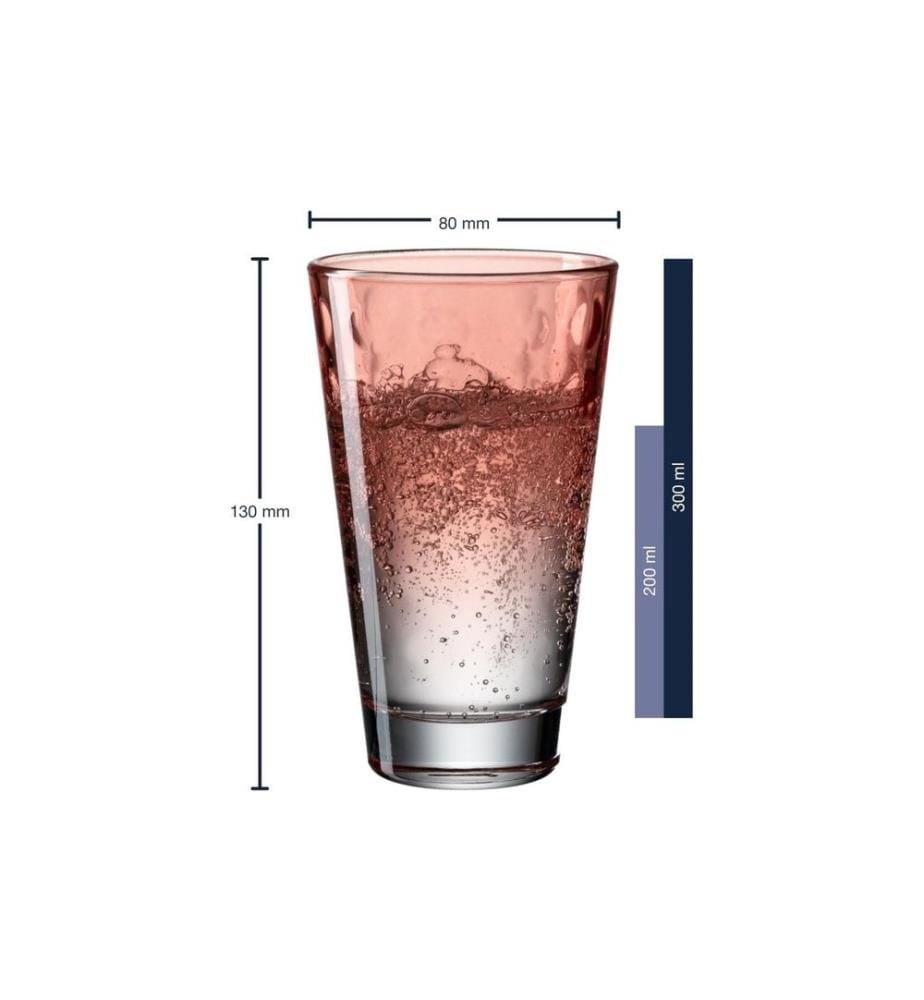 LEONARDO - Trinkglas Optic Pastell 300 ml, 6 Stück, Rot