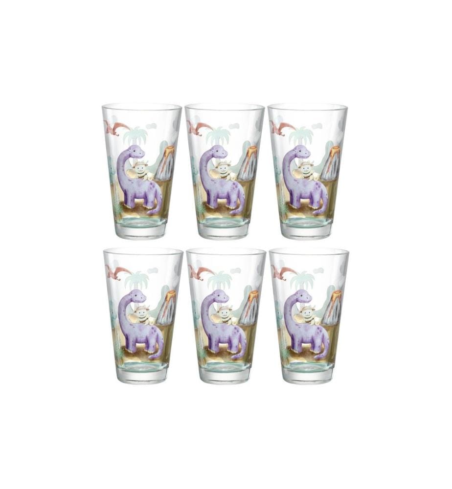 LEONARDO - Kindertrinkglas Avventura 300 ml, 6 Stück, Dinosaurier