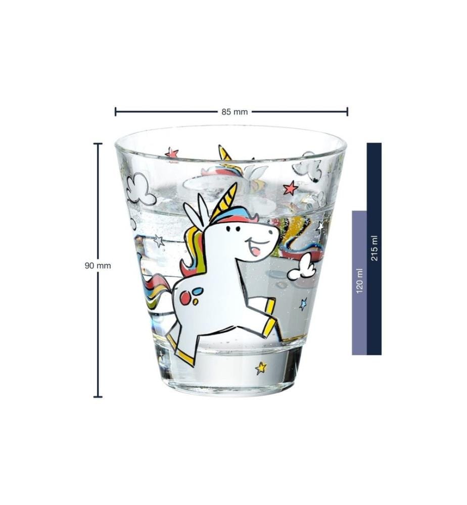 LEONARDO - Kindertrinkglas Bambini Einhorn, 215 ml, 6 Stück