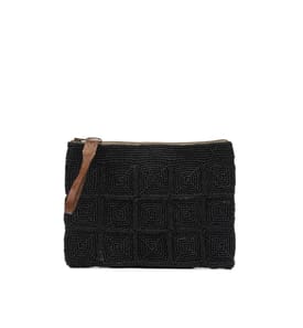 TANALA - Pochette chic in rafia - Nero