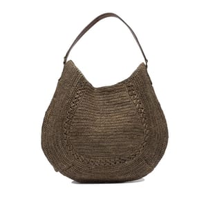 Borsa hobo MEVA DARK Tea in rafia - Marrone