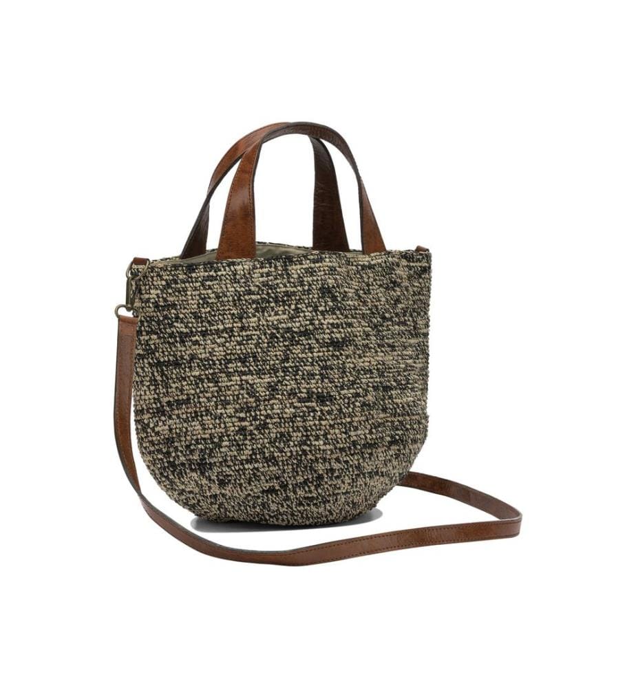 MIROZY Borsa Tiga Basket in RAFFIA con tracolla - Beige