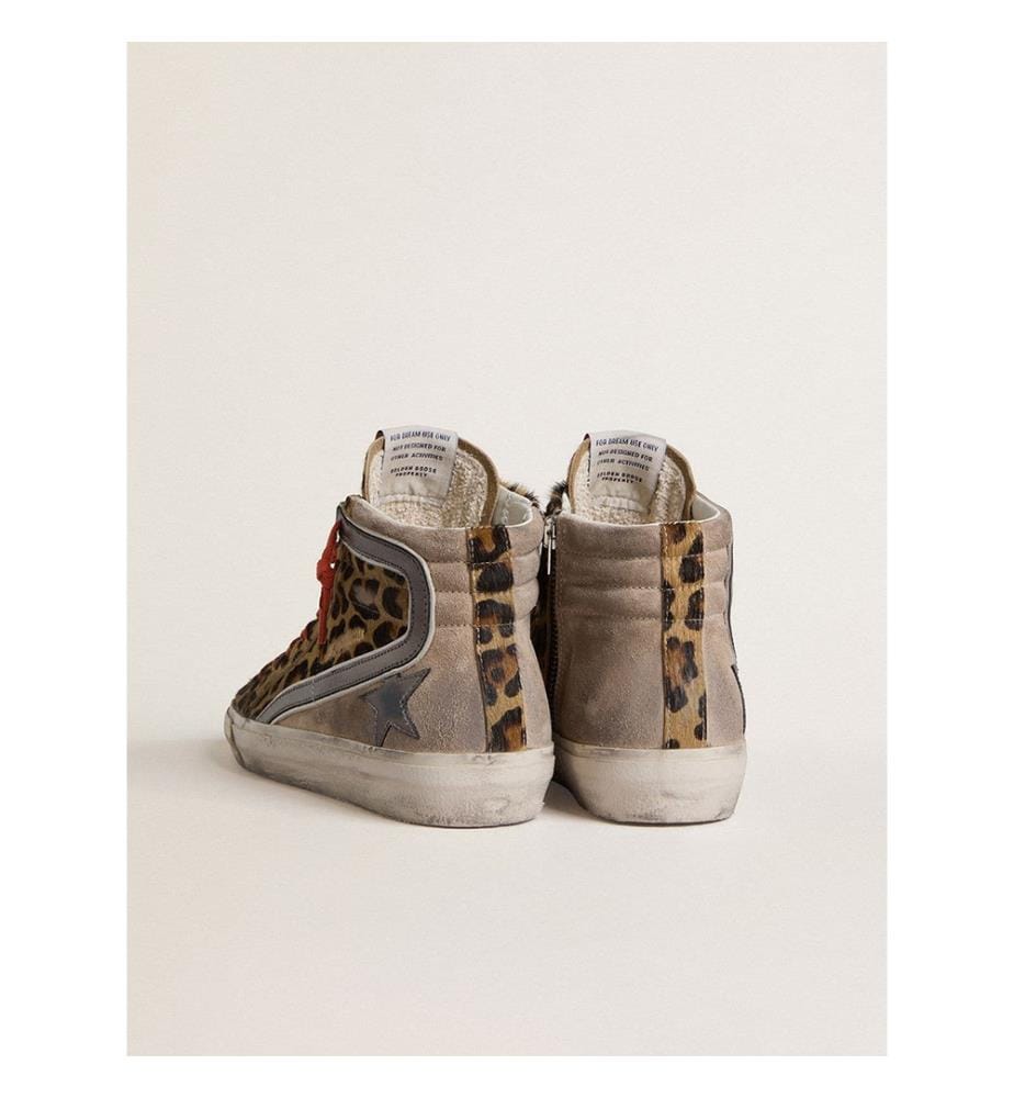 Slippers - Leopard and Anthracite