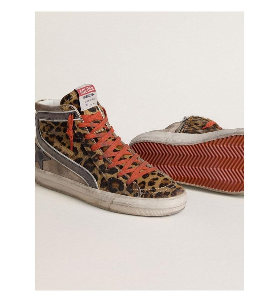 Slippers - Leopard and Anthracite