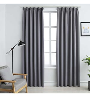 Rideaux occultants avec crochets 2 pcs Gris 140x245 cm