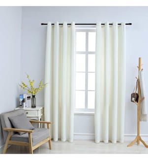 Rideaux occultants avec anneaux 2 pcs Velours Crème 140x225 cm