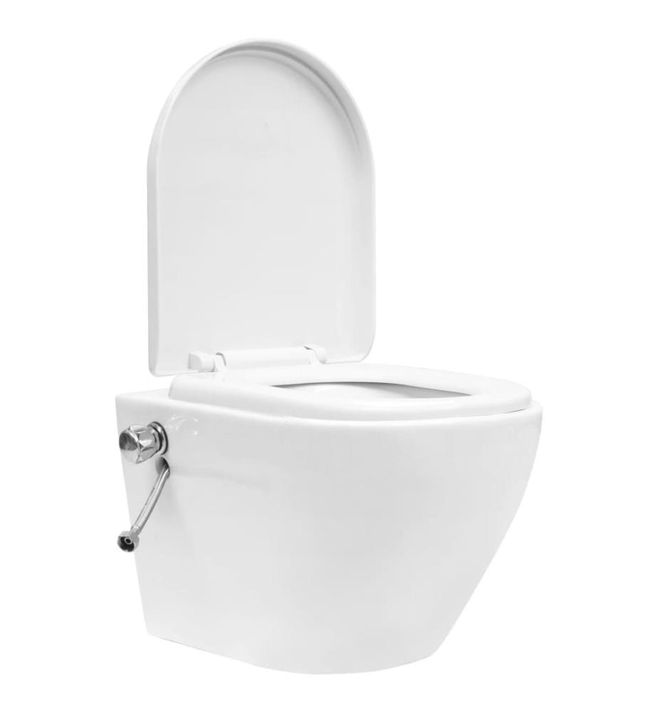 Wand-WC ohne Spülrand mit Bidet-Funktion Keramik Weiss