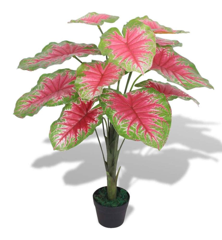 Künstliche Caladium Pflanze mit Topf 85 cm Rot und Grün