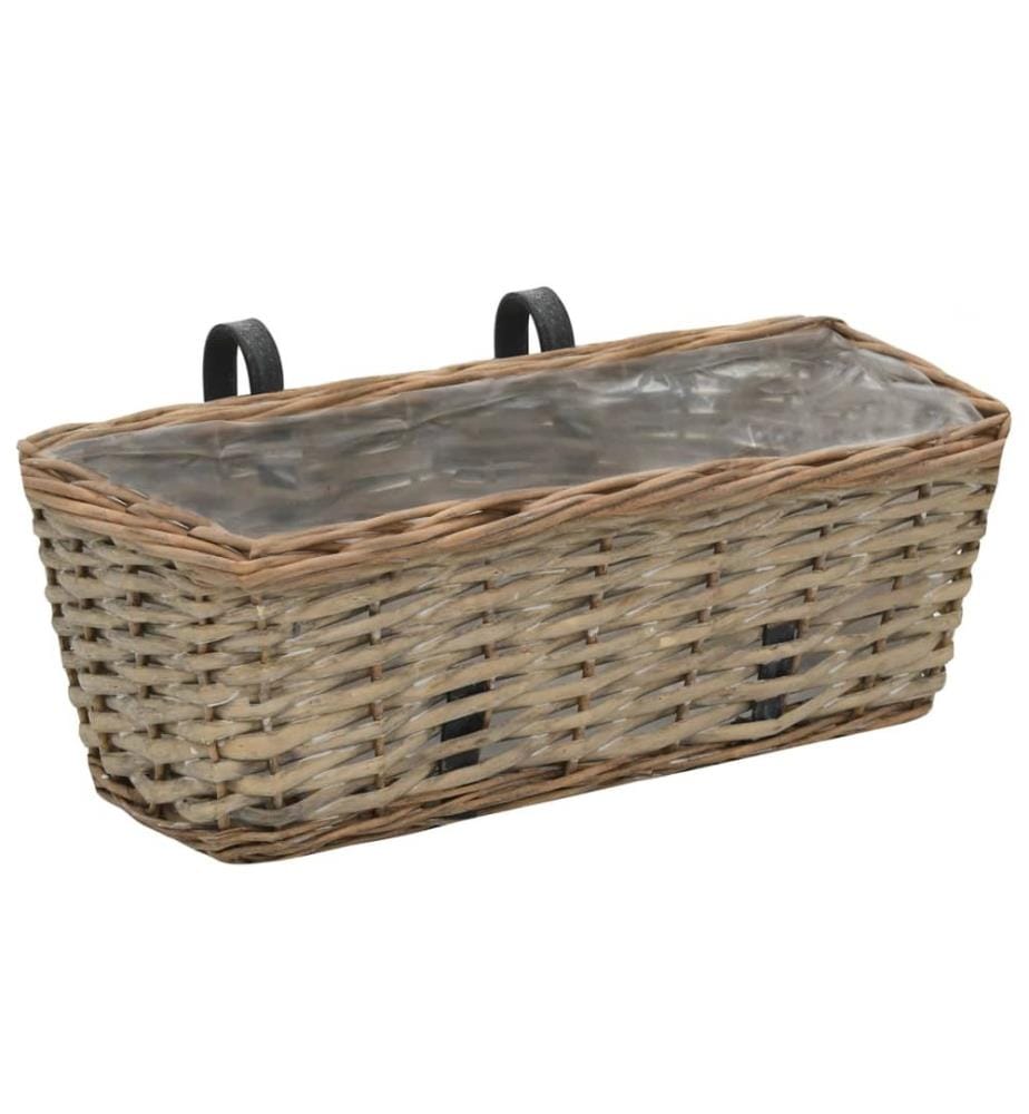 Balkon-Blumentöpfe 2 Stk. Weide mit PE-Auskleidung 40 cm