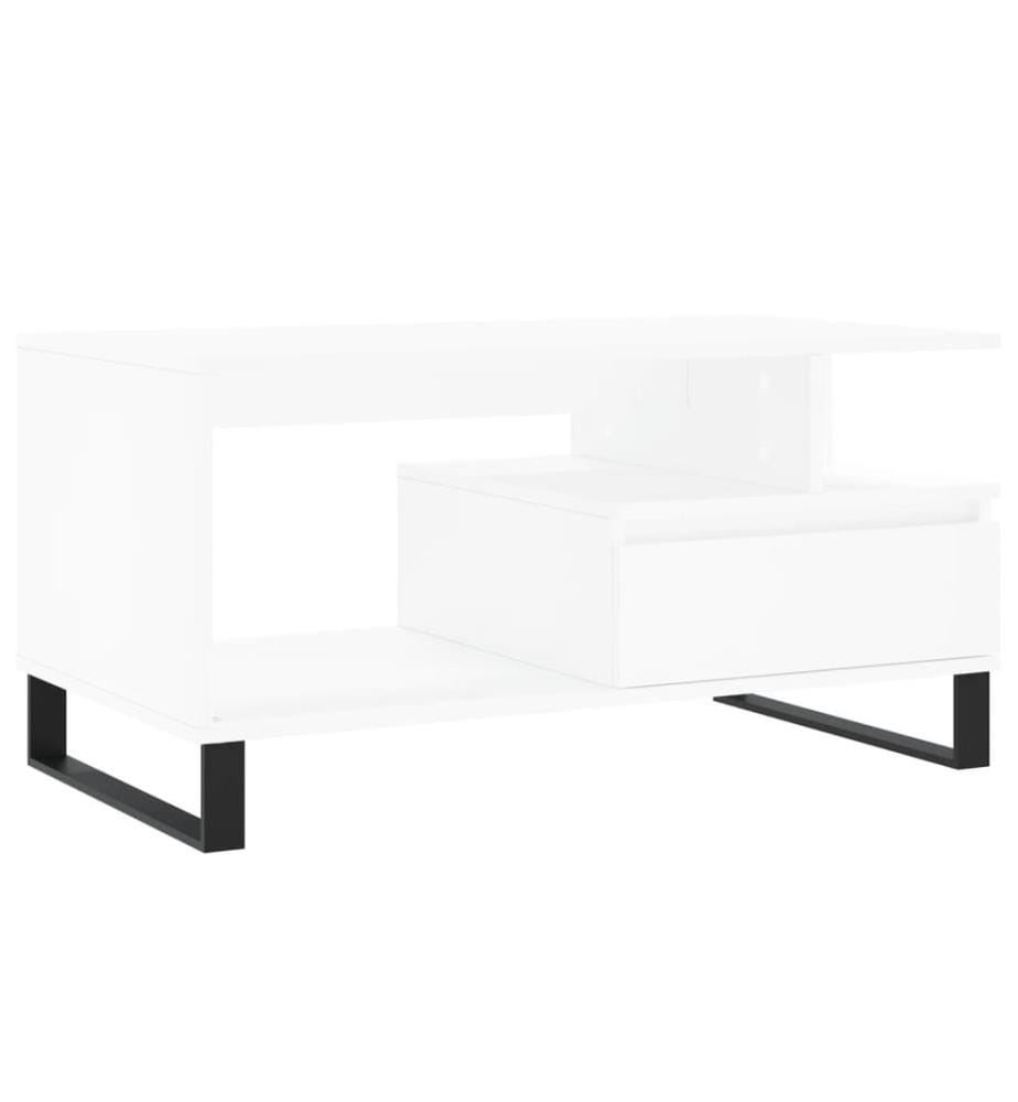 Table basse Blanc 90x49x45 cm Bois d'ingénierie