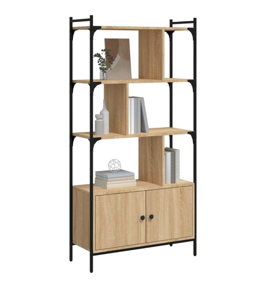 Bücherregal mit Türen Sonoma-Eiche 76,5 x 30 x 154,5 cm Holzwerkstoff