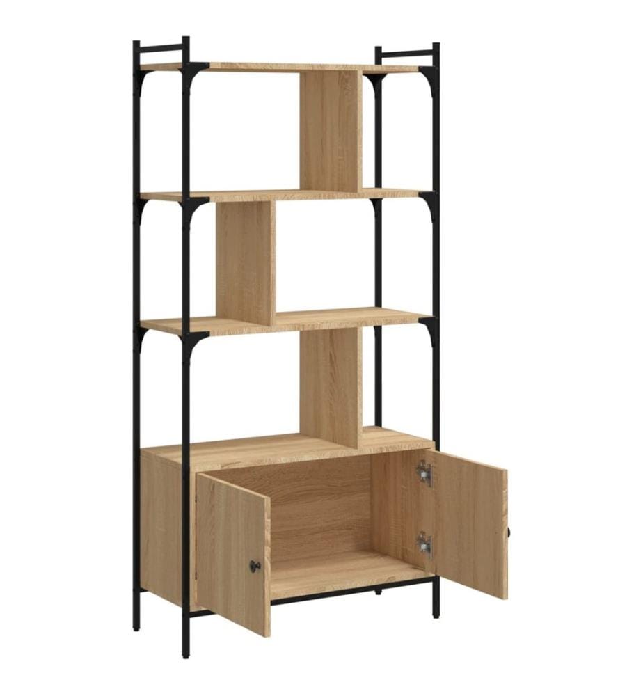 Bücherregal mit Türen Sonoma-Eiche 76,5 x 30 x 154,5 cm Holzwerkstoff