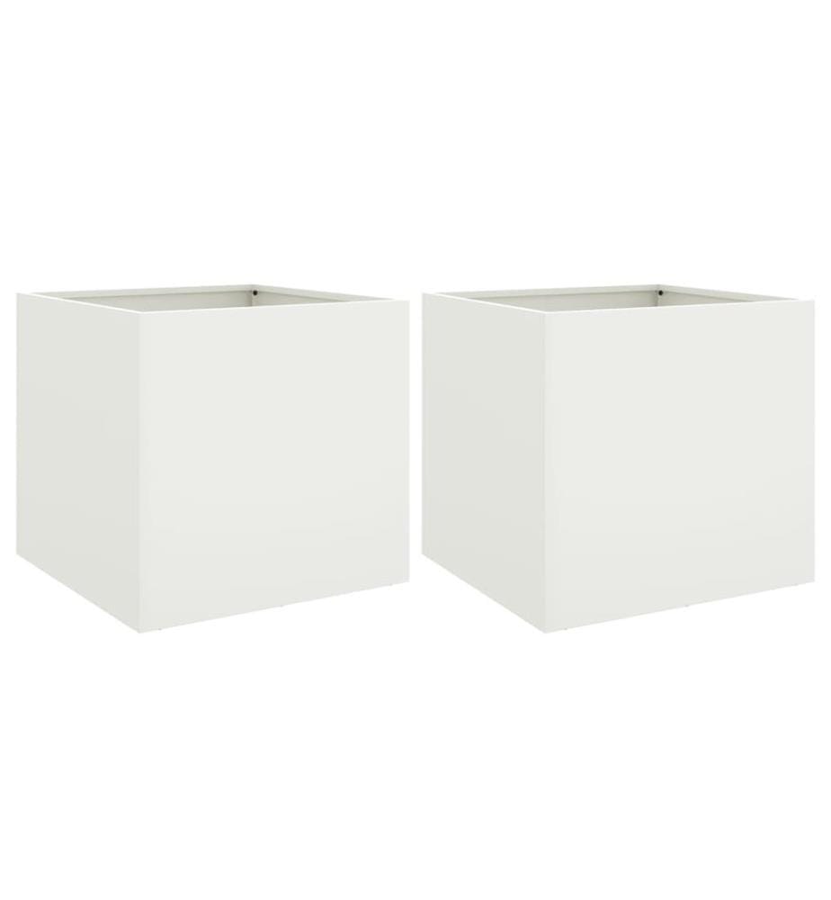 Pflanzkübel 2 Stk. Weiss 49x47x46 cm Stahl