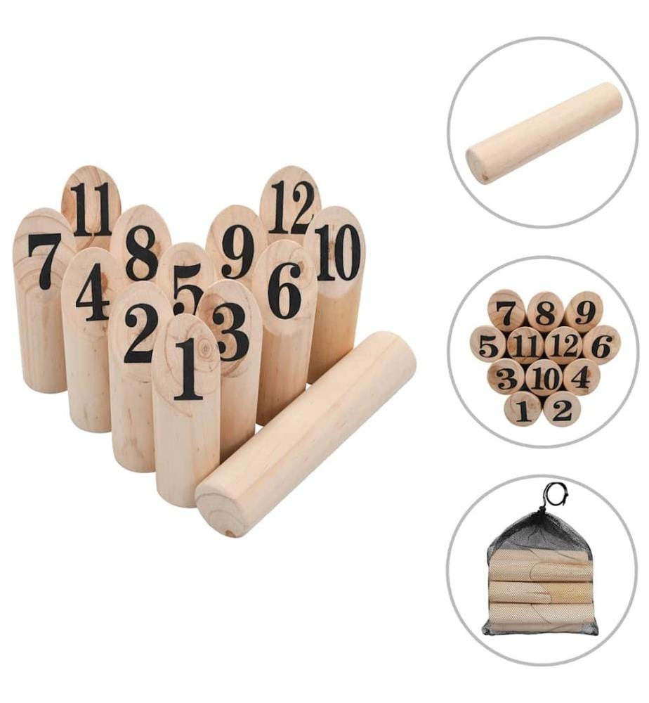 Ensemble de jeu de Kubb à chiffres Bois