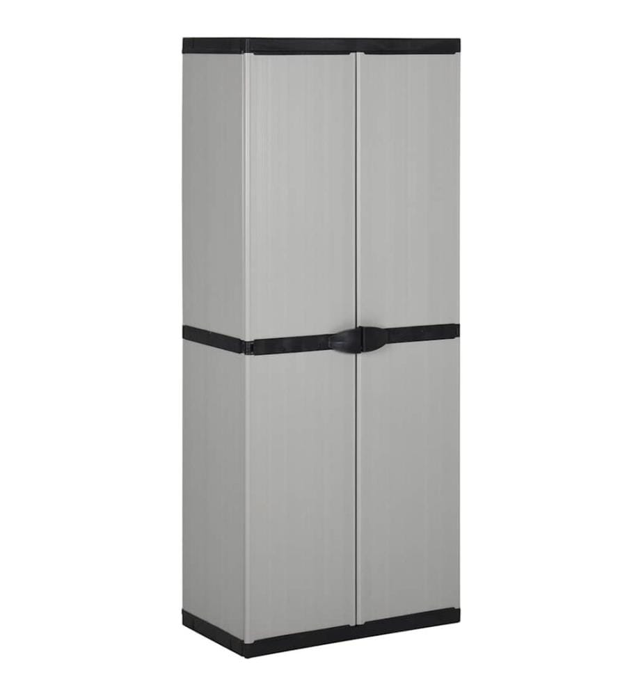 Garten-Lagerschrank mit 3 Böden Grau & Schwarz 68x40x168 cm