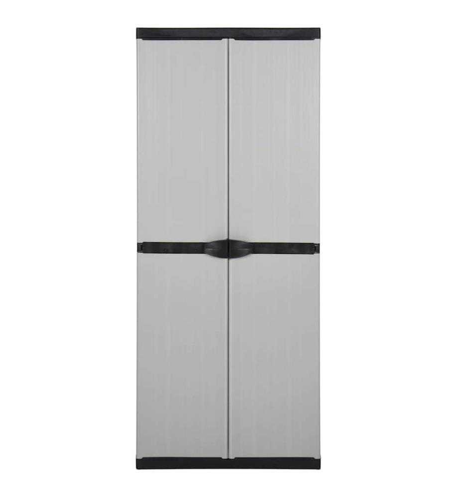 Garten-Lagerschrank mit 3 Böden Grau & Schwarz 68x40x168 cm