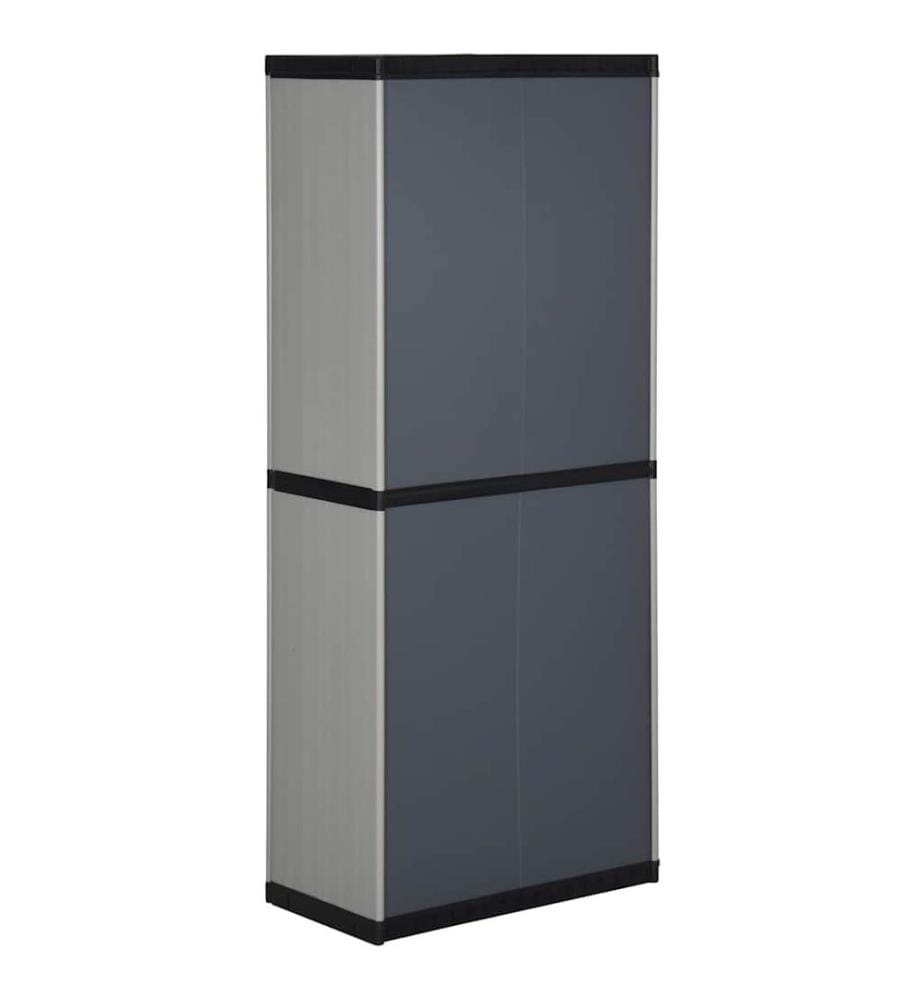 Garten-Lagerschrank mit 3 Böden Grau & Schwarz 68x40x168 cm