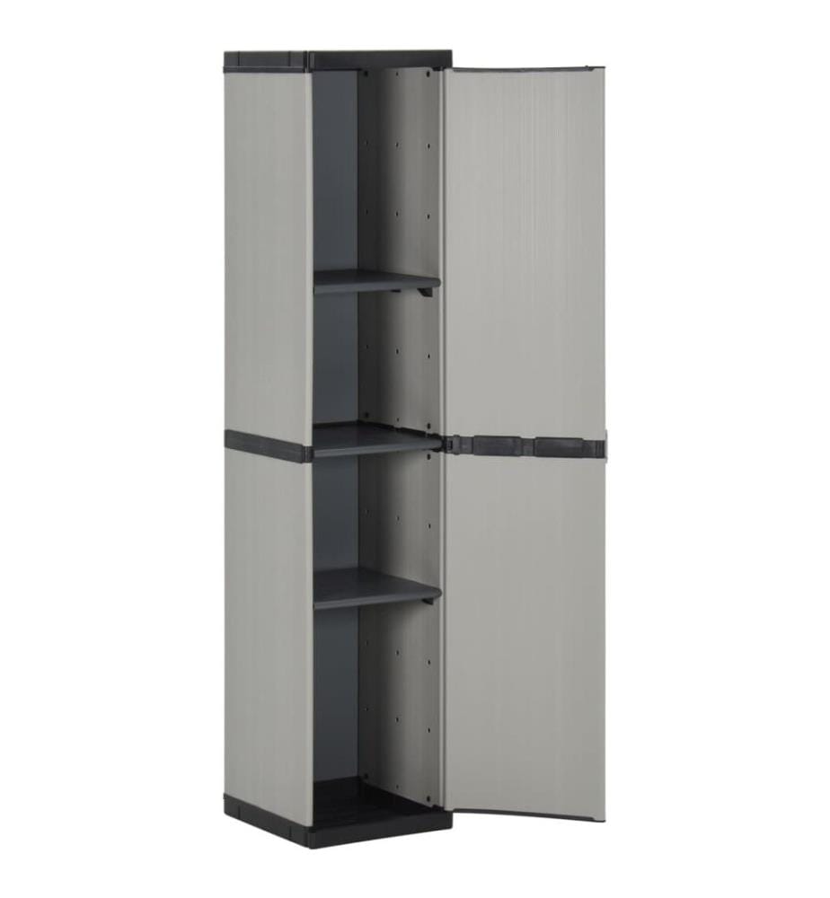 Garten-Lagerschrank mit 3 Böden Grau & Schwarz 34x40x168 cm