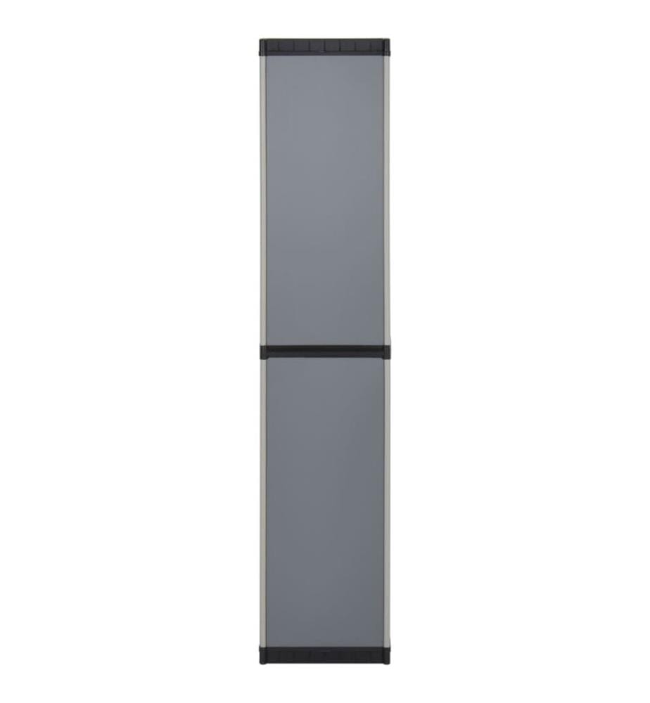 Garten-Lagerschrank mit 3 Böden Grau & Schwarz 34x40x168 cm