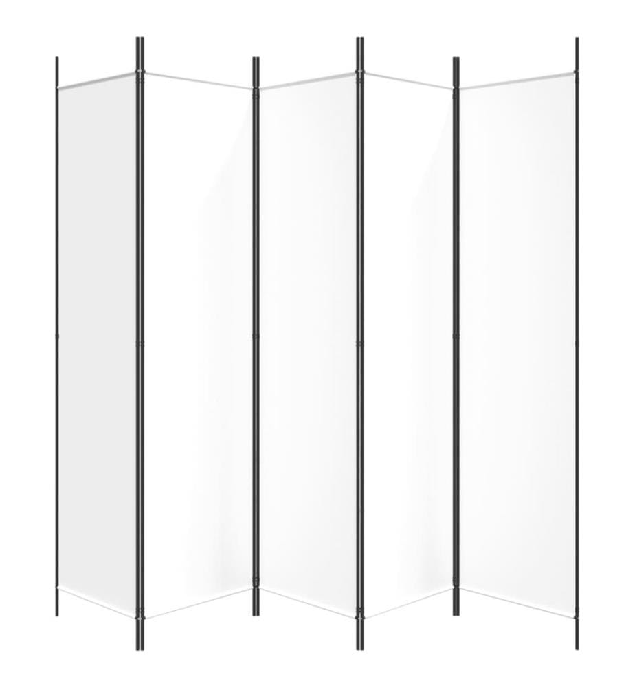 5-tlg. Paravent Weiss 250x200 cm Stoff
