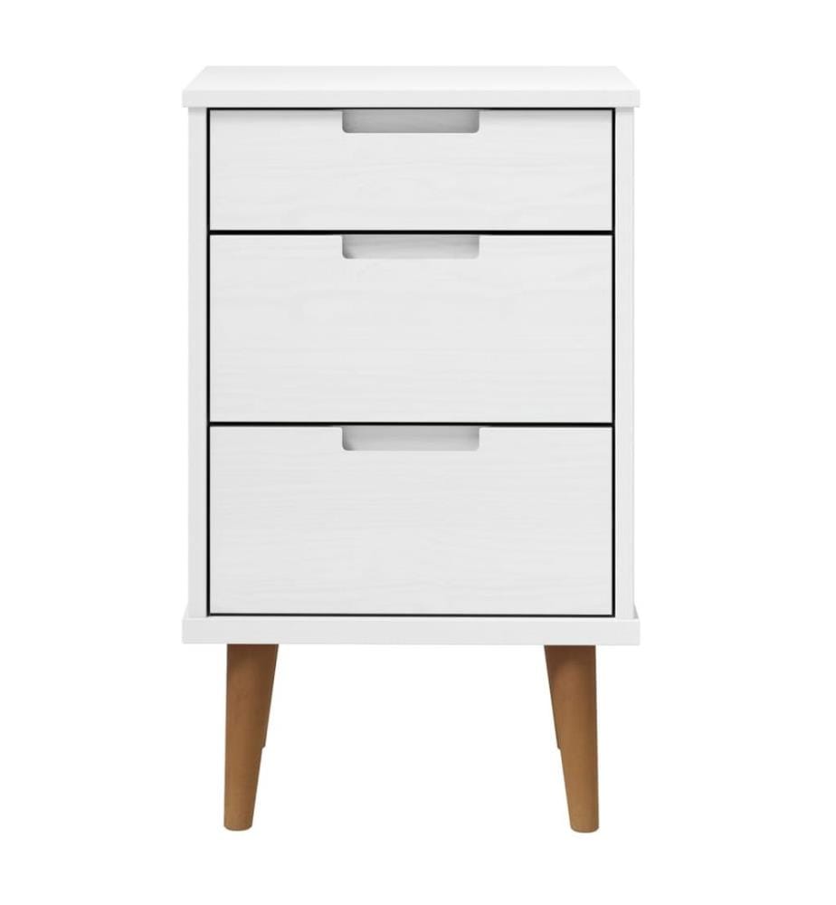 Table de chevet MOLDE Blanc 40x35x65 cm Bois de pin massif