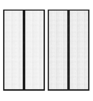 Rideau de porte contre insectes 210x100cm 2 pcs magnétique noir