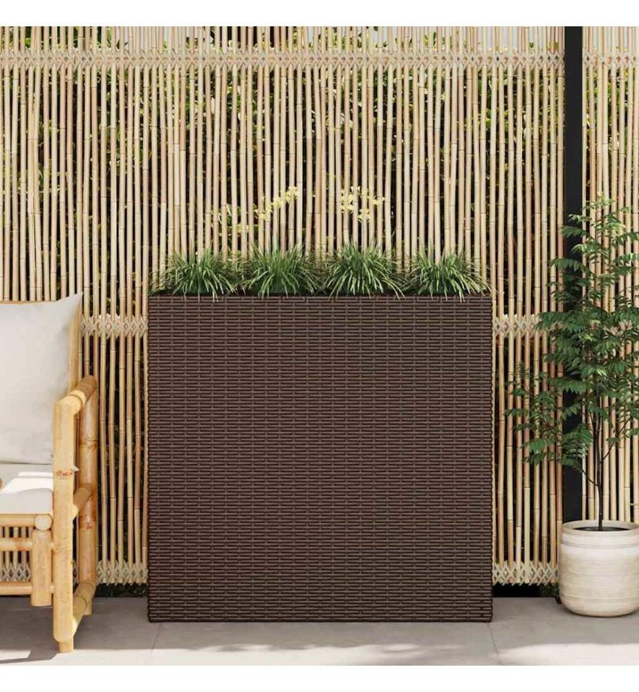 Garten-Hochbeet mit 4 Töpfen Poly Rattan Braun
