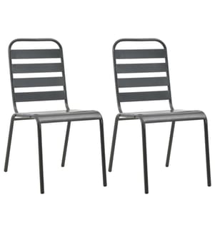 Chaises empilables de d'extérieur lot de 2 Acier Gris