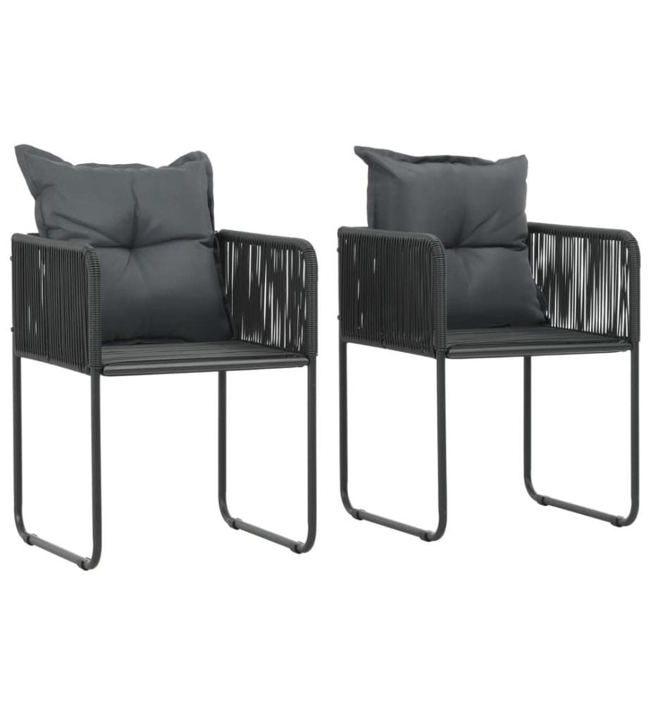 Chaises d'extérieur lot de 2 avec oreillers Résine tressée Noir