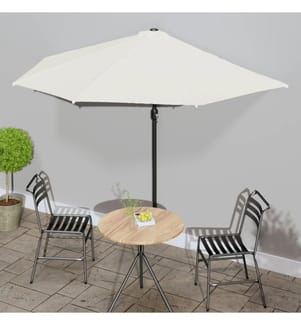 Balkon-Sonnenschirm mit Alu-Mast Sandfarben 300x155 cm Halbrund