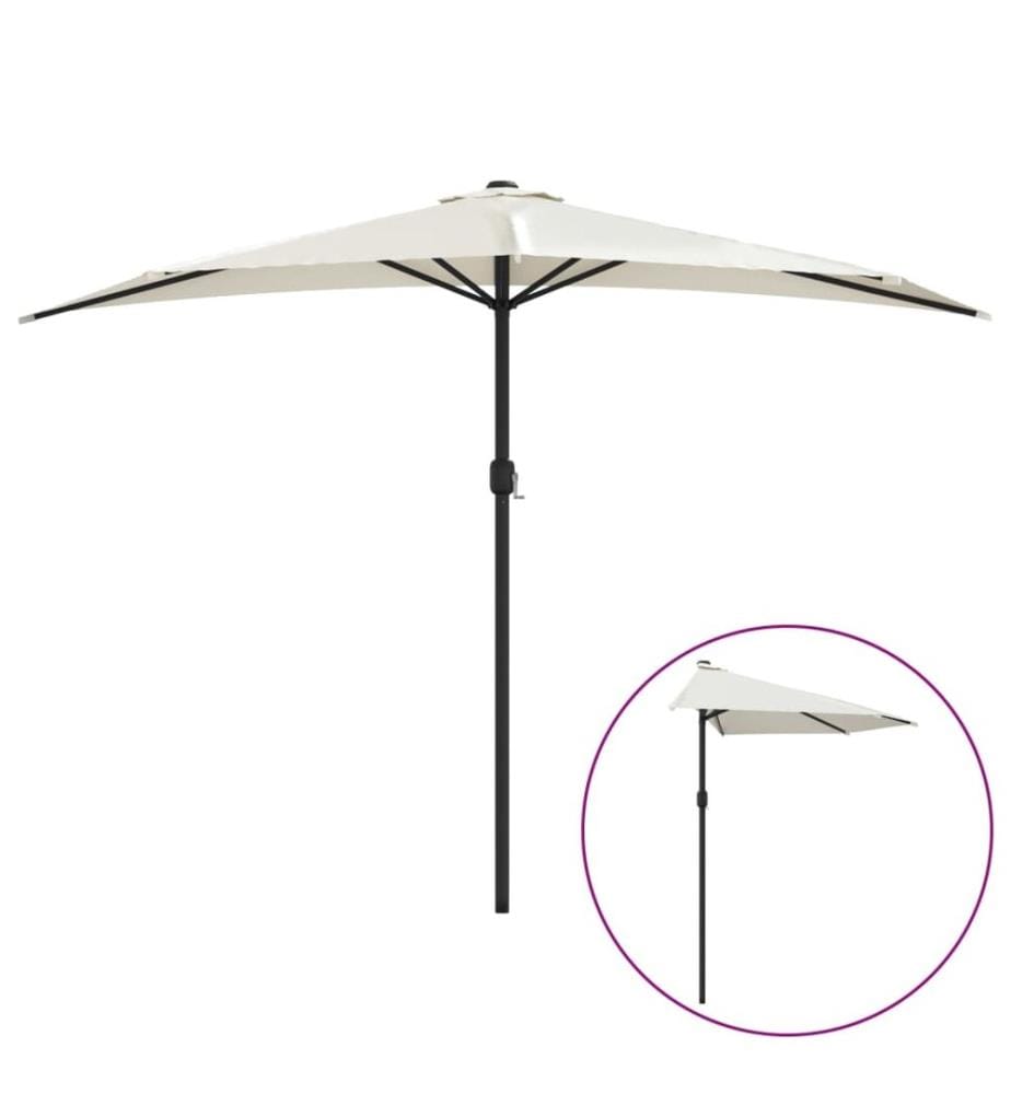 Balkon-Sonnenschirm mit Alu-Mast Sandfarben 300x155 cm Halbrund